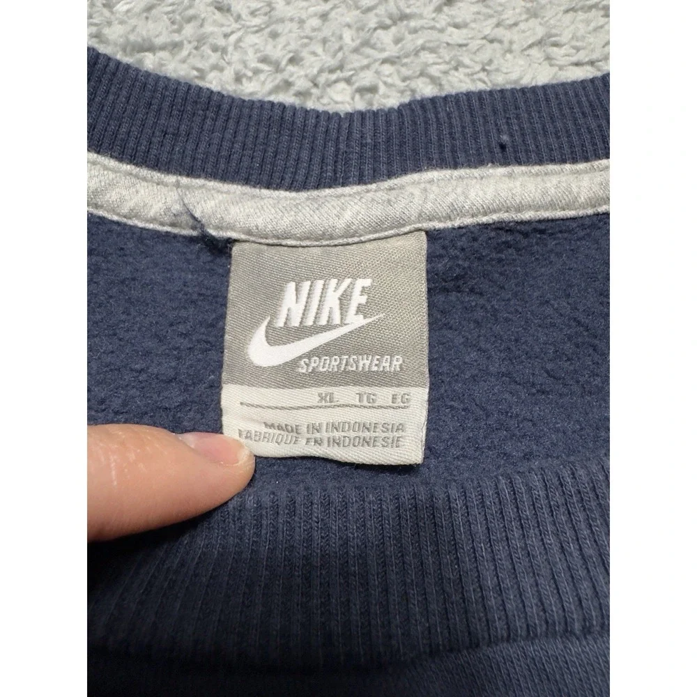 Vintage Y2K Nike Spellout Swoosh Logo Crewneck Sweatshirt Men's XL Pullover Navy